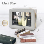 Aveniee Clear Makeup Bag Organizer,Travel Toiletry Bag for Women,Waterproof Cosmetic Pouch with Zippers,Car Accessories Organizers and Storage Case,Grey,Medium Classic - Image 4