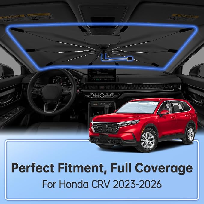 Windshield Sun Shade Umbrella for Honda CRV 2023-2026 Front Window | Foldable Car Sunshade, 360 Rotation Automotive Interior UV Protection for Outdoor Parking, Keep Car Cool - Image 7