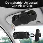 KINIVA Sunglasses Holder for Car Visor with Hanging Hook Portable Leather Glasses Storage Bag with Detachable Clips - Image 2