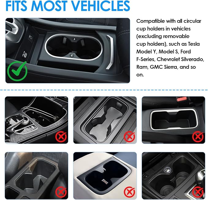 Car Tray& Car Desk for Laptop,Dual 360° Rotating,Anti Slip Leather Surface, Food Tray, Cup Holder Table Compatible with Tesla Model Y/3/S, Ford F150/Explorer/Maverick/Home Theater Seating (Black) - Image 6