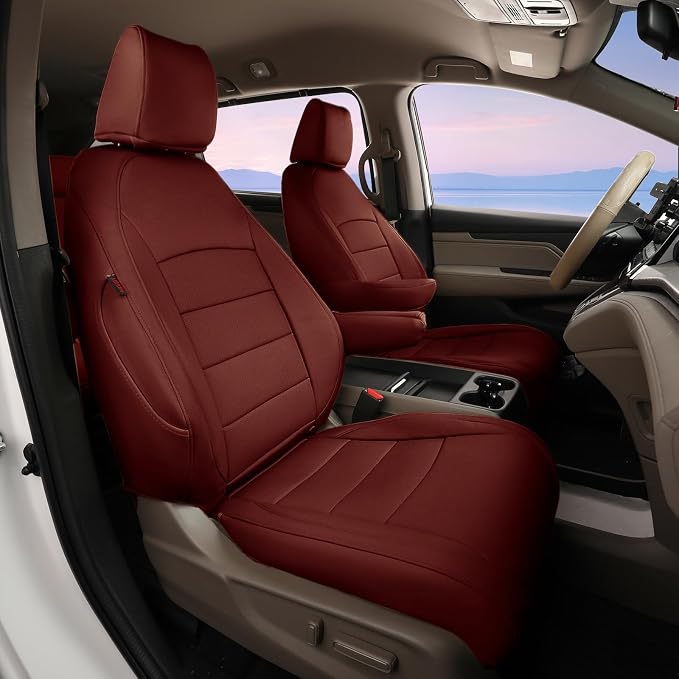 Full Set Car Seat Covers for Honda Odyssey 2011-2017,7-Seater,Faux Leather | for LX Only,2nd Row Captain Seats,Luxury Waterproof Seat Protector,Fit Like A Glove(Wine Red) by Coverdream
