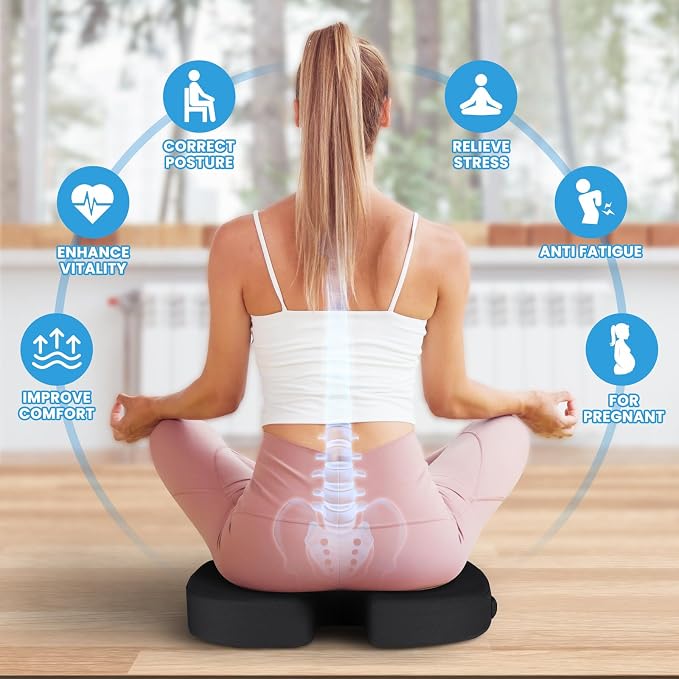 Memory Foam Seat Cushion for Office Chair, Car Seat, Black, XL | Office Chair Cushion for Car, Airplane - Chair Pad for Long Sitting Sciatica, Hip, Coccyx,Tailbone Pain Relief, Butt Pillow - Image 6
