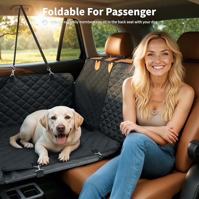 HOTEAGLE Pet Car Seat Cover with 3 Separate Hard Bottom Plates, Ideal for Car/SUV/Small Trucks, Back Seat Extender for Dogs Holds 400lbs, Black - Image 7