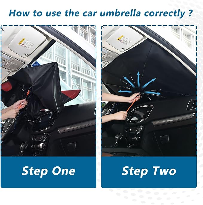 Red Black Car Sun Shade Windshield Car Umbrella Foldable Uv Ray Reflector Front Window Sun Shade Visor Shield Cover - Image 4