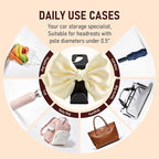 Car Seat Headrest Hook, Bow Car Purse Hooks, Auto Seat Hook Hangers Storage Organizer Interior Accessories for Purse Coats Umbrellas Grocery Bags Handbag, 2-Pack (White) - Image 4