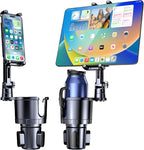 Cup Holder Phone Tablet Mount, 2 in 1 iPad Car Cup Holder with Expander Adjustable Arm for 4.7-10 inches Phone Tablet Mount Compatible for iPad Pro Air Mini, Fire,iPhone 17,Galaxy Phones by Uniwit