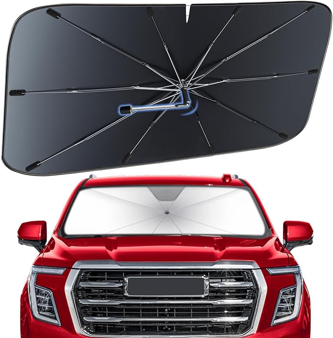 Windshield Sun Shade Umbrella for GMC Yukon 2021-2026 Front Window Shield | Heat-Reflective Window Shade, Umbrella Sunshade Cover Blocks Heat, Protects Interior, Vehicle-Specific Precision Fit by Fshaanys
