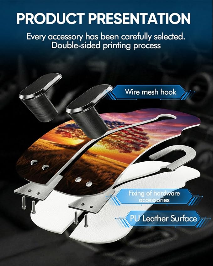 WOCOCN Purse Holder for Car, 2 Pack Heavy Duty Purse Hanger for Car,Tree | PU Leather Car Seat Hooks for Purses and Bags, Cute Floral Headrest Organizer for Handbags & Backpacks - Image 6