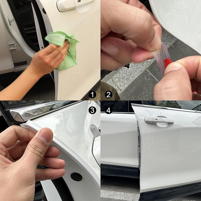 Winunite 32.8ft (10m) Self-Adhesive Car Door Edge Guards Clear | High transparency, U-shaped PVC, fits sedans trucks SUVs, reduces parking lot door dings, protects against paint chips - Image 3