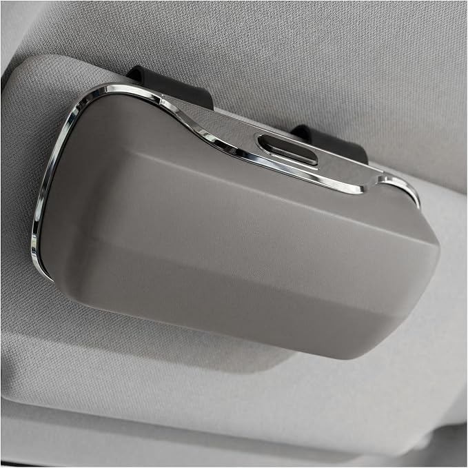 Sunglasses Holder for Car Sun Visor, Shockproof & Dustproof Auto Visor Glasses Storage Case with Clips, Universal Eyeglasses Holder Storage Organizer for SUV Sedan Truck (Gray) by XJVSS