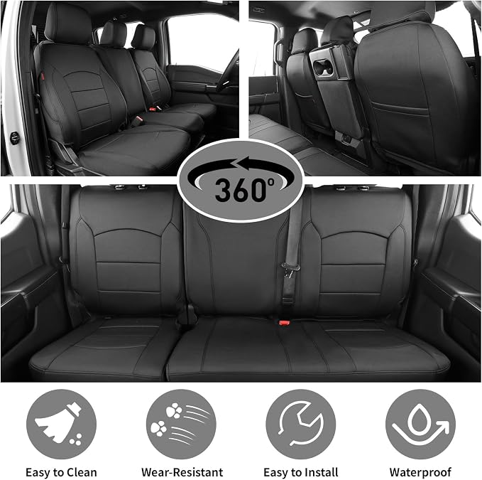 EKR F150 Seat Covers Custom Fit for (RegularCab) 2015-2020 Ford F150 XL/XLT & 2017-2022 F250/F350/F450 SuperDuty XL/XLT(First Row Only),Heavy-Duty Waterproof,Sweat &Dirt Resistant,Neoprene(Black) - Image 4