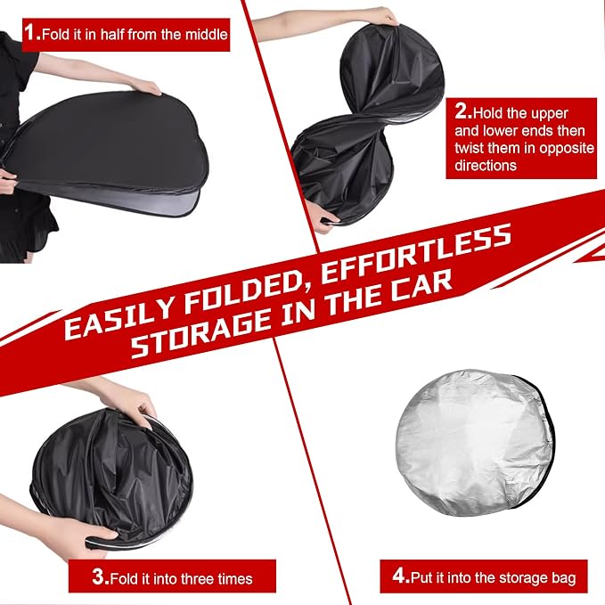 Windshield Sun Shade for 2014-2018 Mazda 3 | Foldable Sun Sunshade for Car Front Window Blocks UV Rays and Heat Automotive Interior Protector Custom Fit Accessories - Image 7
