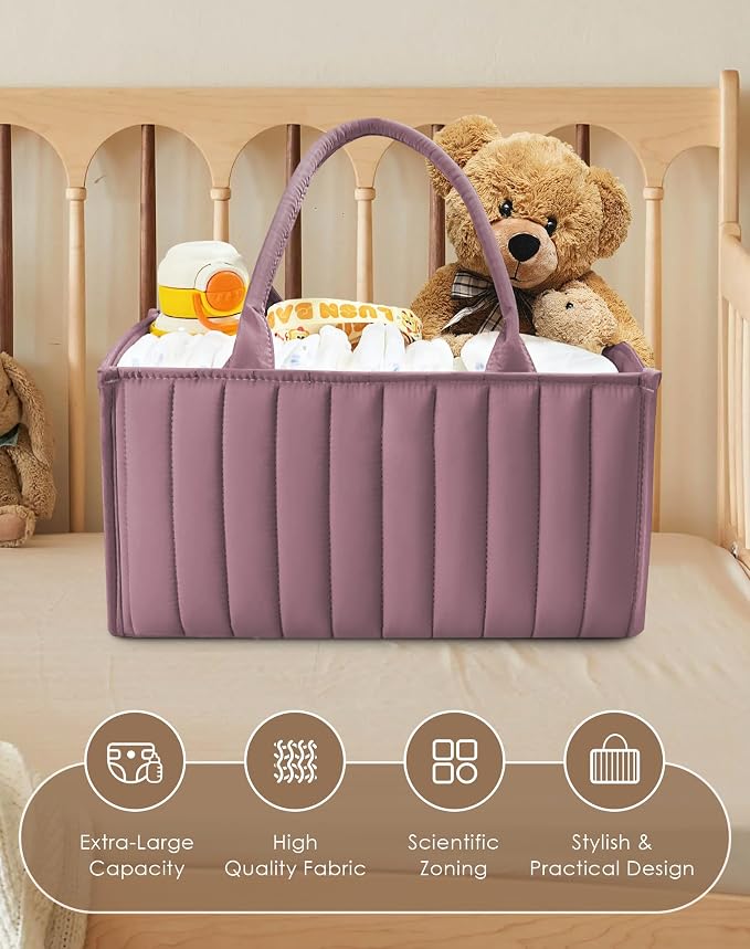 SWEET DOLPHIN 2-Pack Baby Diaper Caddy Organizers, Stylish Storage Baskets for Newborn Essentials, Diaper Station & Car Travel, Value Bundle for Baby Shower Gifts & Registry Must-Haves - Tan - Image 4