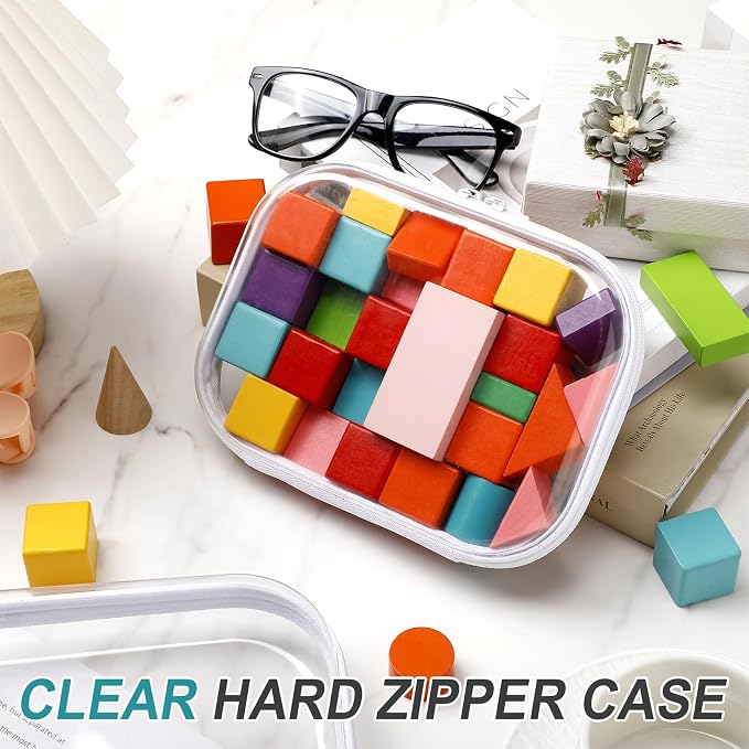Ceenna 2 Pcs Clear Zipper Case Hard Shell Pouches,2 Medium | Multiple Sizes Plastic Makeup Bags Pencil Case Organizer Diaper Bag Pouches Clear Travel Toiletry Bag for Women - Image 5
