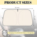 2026 New Thickened Car Windshield Sun Shade Foldable with Beige Checkered Design,Car Sun Shade Windshield with Storage Bag for Interior Cool,59"×31" Suns Shades for Cars Windshields - Image 2