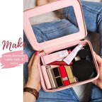 Aveniee Clear Makeup Bag Set (2-Piece Mini & Midi) - Travel Toiletry Organizer for Women, Waterproof Cosmetic Pouch & Car Accessory for Travel Size Toiletries, Pink - Image 3