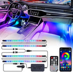 Xprite Dreamcolor LED Neon Car Interior Bluetooth Lights Strip with Remote & APP Control, Footwell Under Dash RGB Chasing Inside Light Kits, Cigarette Adapter for Vehicle Internal Trucks SUV UTV ATV by Xprite