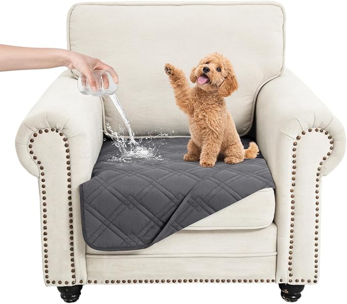100% Waterproof Dog Bed Cover Pet Blanket, Gray+Gray (30"x30") | ,7-Layer Reversible Couch Covers for Dogs Met for Sofa Furniture Car Camping by Unknown