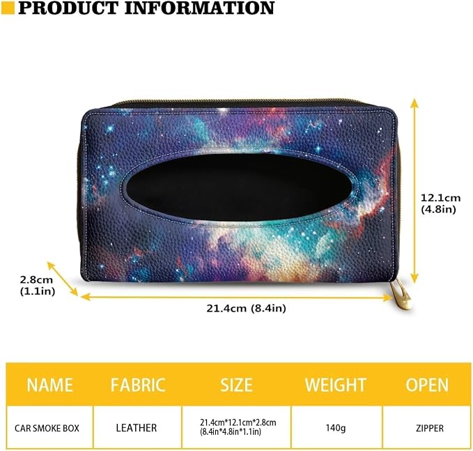 Biyejit 2 Pack Car Tissue Holder, Galaxy Space Print Hanging Napkin Case, PU Leather Tissue Box for Sun Visor, Backseat Decor - Image 6
