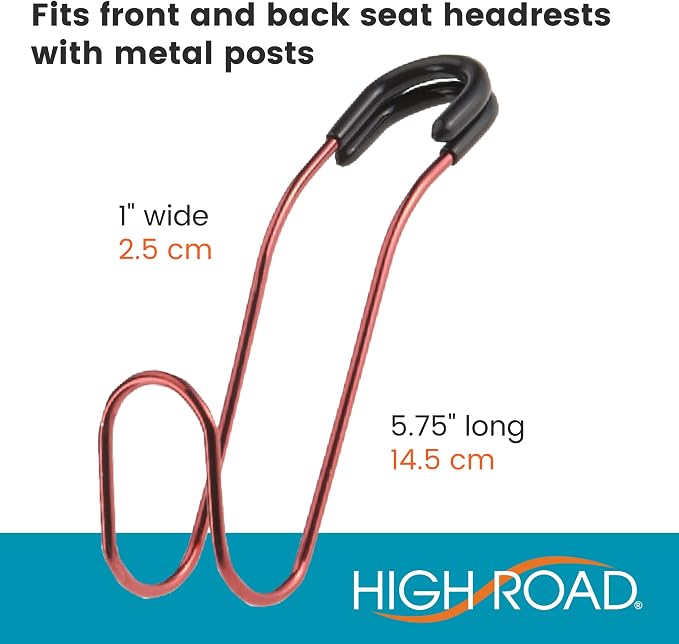 High Road Unbreakable Car Bag Hooks - Large Car Seat Hooks for Purse, Backpack, Coats, Hats and Heavy Bags up to 40 lbs - Secure Attachment Fits All Headrest Posts, 4-Pack - Image 5