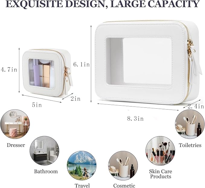 Clear Makeup Bagswith Mini Cosmetic Bags,Travel Toiletry Bags for Women,Portable Cosmetic Bags Case, Transparent Waterproof Cosmetic Organizer Storage Bags for Women Men - Image 4