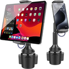 APPS2Car Solid Cup Holder Tablet Mount for Car, iPad Car Mount for Truck | Adjustable Height, Low Profile Road Trip Essentials Compatible with 4.7-13" iPad Pro Air Mini Fire iPhone Cell Phone - Black by APPS2Car