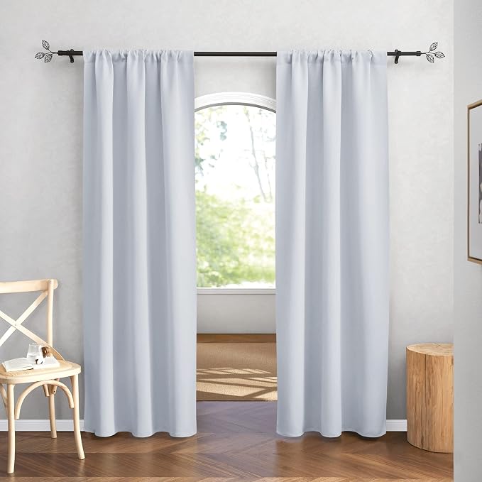 RYB HOME Curtains for Bedroom Living Room Dining Room Office 84 inches Long | Privacy Protection,Thermal Insulated,Sunlignt Heat Blocking,Drapes for Nursery Rental Room,W42 x L84,Greyish White,2 Panels by RYBHOME