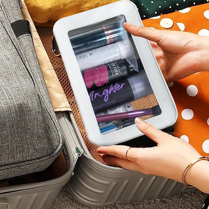 Clear Makeup Bag, White Travel Makeup Pouch Toiletry Bag for Women Waterproof Small Cosmetic Bag Case Small Make Up Bag with Zipper Car Organizer Car Essentials for Women Men - Image 7