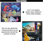 GLSOWEE Car Window Shade for Baby, Blackout Car Window Curtain, Dinosaurs | Storage Pockets & 7 Suction Cups, Cartoon Pattern Car Side Window Sun Shade Cover for Sun/Heat/UV Rays Protection, Blue - Image 5