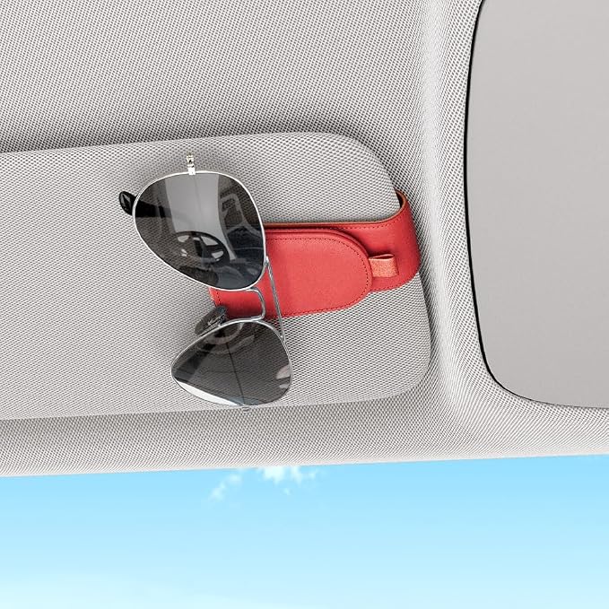 Sotfamily Magnetic Sunglass Holder for Car Visor, 2 Packs, Faux Leather | Strong Magnetism, for Most Car Visors, No Marks on Visor, Gift-Ready Packaging, Sunglass Organizer, Car Accessories for Men - Image 3