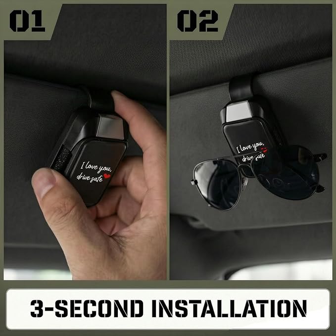 Dsycar 2 Pack Car Sunglasses Holder, I Love You Drive Safe Sunglasses Clip | One-Handed-Operation Easy Access Storage for Driving,Car Sun Visor Sunglasses Clip Anti-Scratch Car Sun Visor Accessories - Image 7