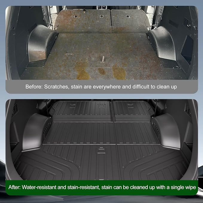 xipoqix Cargo Mat Backrest Mat Compatible with 2019 2020 Santa Fe | TPE Cargo Liner Back Seat Protector Trunk Mat Replacement for 2019 2020 Santa Fe Accessories (Trunk with Backrest Mats) - Image 3
