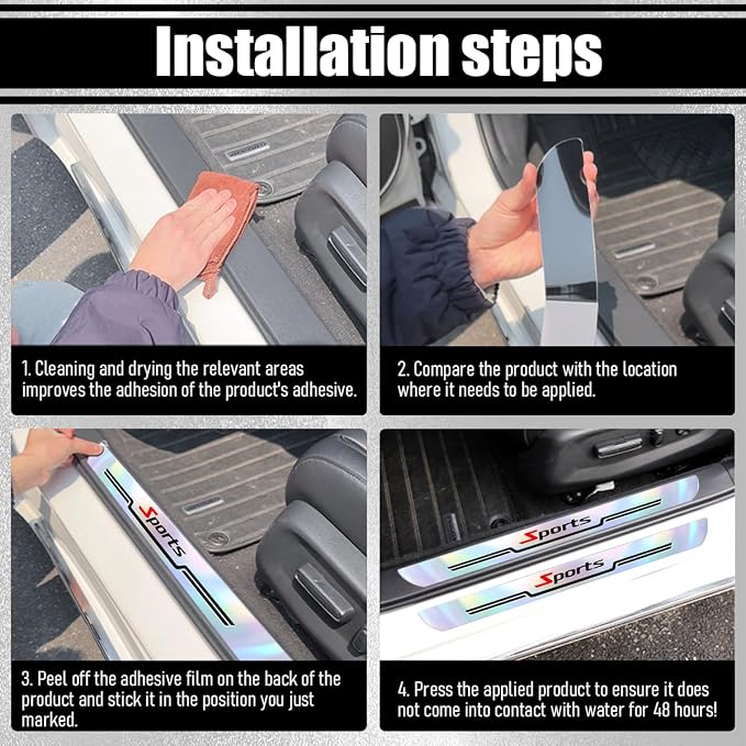 4PCS Car Door Sill Protector, Sport Anti-Slip Vehicle Door Edge Scratch Protection, Self-Adhesive Automotive Entry Guard Decoration Sticker, Universal for SUV RV Truck (White) - Image 5