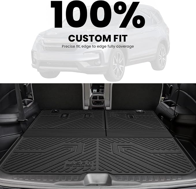 LASFIT All Weather Cargo Mats for Honda Pilot 2016-2022 | Full Surround TPE Mats, Tall Walls, 3D Custom Fit, Non-Slip, Easy Clean, Tool-Free Install, Vehicle-Specific Accessories - Image 4