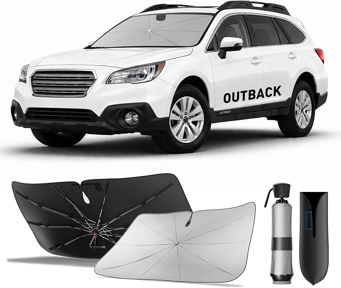 Zanch Windshield Sun Shade Umbrella Snug Fit for Subaru Outback 2000-2026 | [99% UV Protection, Up to 75℉ Cooler] Reflective Heat Shield, Built to Last, No Scratches, Foldable Front Sunshade Umbrella by Zanch