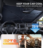 Zanch Windshield Sun Shade Umbrella Custom-Fit for Ford F-150 2011-2026 | [99% UV Protection, Up to 75℉ Cooler]Heat Reflection, Sturdy Frame, Scratch-Free Interior, Foldable Front Sunshade Umbrella - Image 2