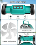 Portable Rechargeable Fan, 20000mAh Battery Powered Camping Fan with LED Light & Hook, 270° Adjustable, 4-Speed, 4H Timer Camping Essentials for Outdoor Tent Travel BBQ Car_Blue - Image 6