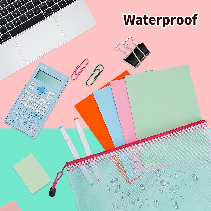 24pcs Mesh Zipper Pouch Bags 8 Sizes Plastic Clear Pouches for Organization | Multiple Sizes Waterproof File Bag Reusable Storage Bags for Classroom Travel Board Game Office Supplies - Image 4