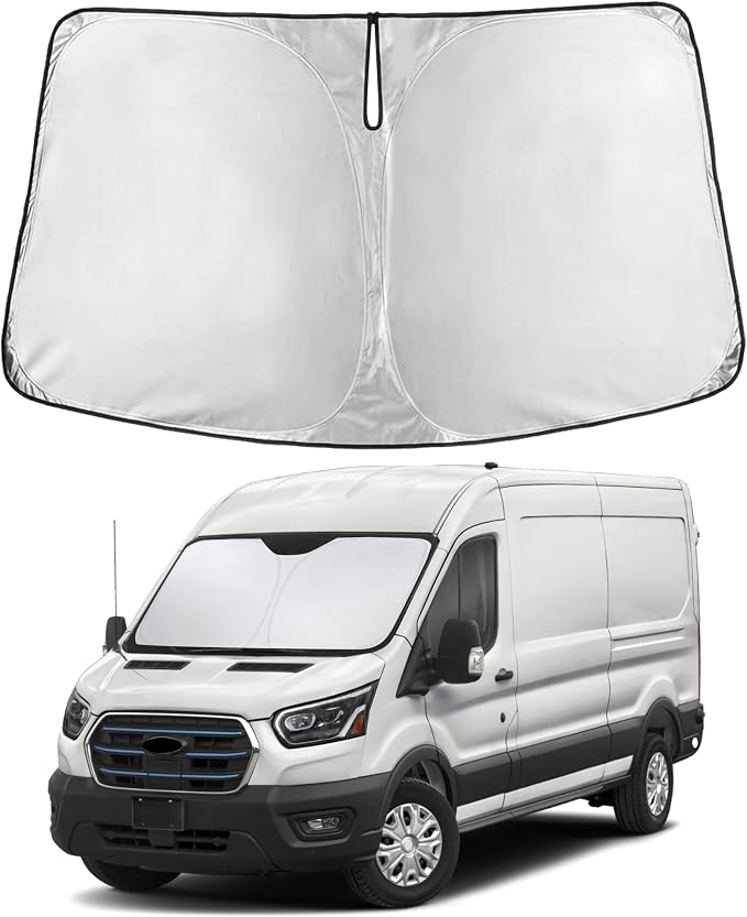 EcoNour Windshield Sunshade Compatible for Ford ETransit 2022-2025 2026 | Sun Visor for Front Windshield & Window Sun Shade Cover, UV Heat Blocker & Protector, Car Accessories by EcoNour