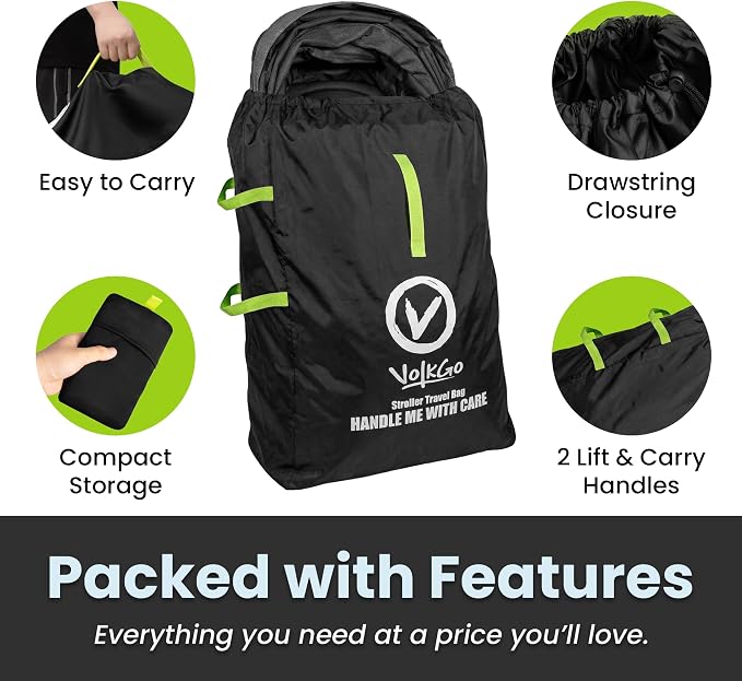 Large Stroller Bag for Airplane, Large Cover for Airtravel, Jogger & Umbrella Stroller Cover for Travel - Fits Wide, Gate Check Bag, Heavy Duty Durable Infant carrier covers for Air Travel - Image 3