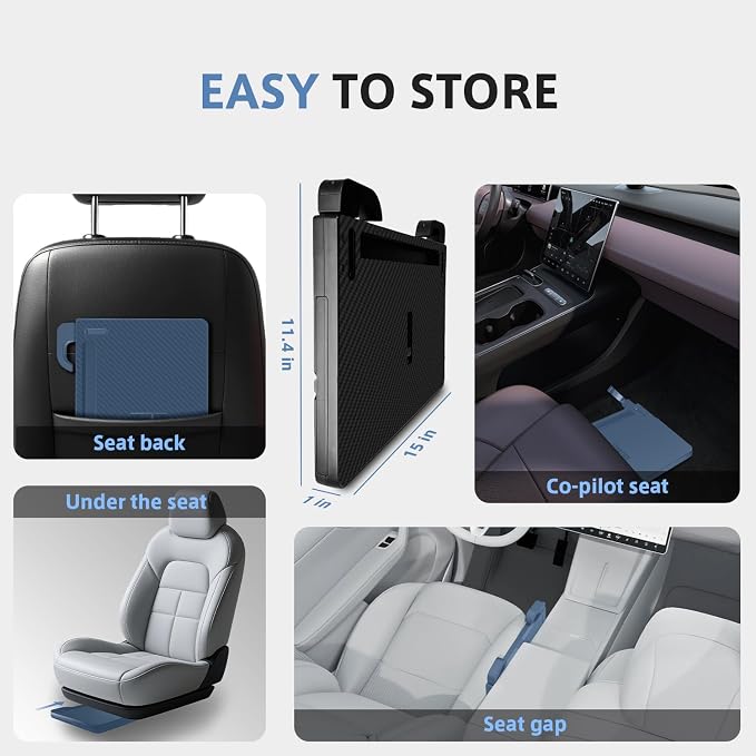 Steering Wheel Tray, Car Food Tray, Car Desk for Laptop, Carbon Fiber Look Multipurpose Car Table for Eating & Work, Adjustable Car Tray with Drawer and Anti-Slip Protective Adhesive - Image 7