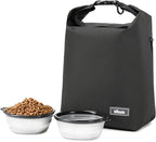 Pet Food Storage Bag Dog Food Travel Bag with 2PCS Collapsible Dog Travel Bowls Waterproof Kibble Storage Container for Road Trips Camping (Black, Small) by SFIUYDS