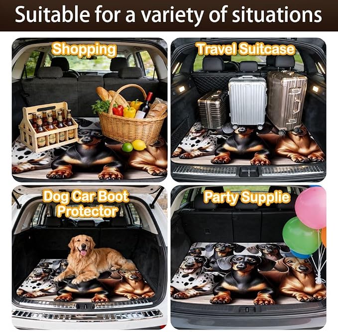 Car Trunk Mat for SUV, 29"x39" Dog Dachshunds Cargo Liner Protector | All Weather Universal Cargo Liners for Dogs, Car Accessory for SUVs/Sedan/Wagons, Durable Non-Slip Washable Rear Cargo Mat - Image 7