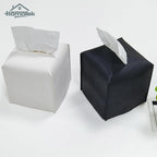 HOMOTEK 2 Pack Tissue Box Cover, Square PU Leather Tissue Holder, Decorative Facial Tissue Cube Paper Organizer Dispenser for Bathroom, Night Stands, Desk, Car 5X5X5'' - Matte Black, Pebble Grain - Image 6