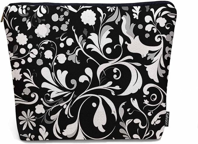 Makeup Bag Floral Makeup Bags For Purse Pouch, Vintage Mandala Flower Swirl Black White Travel Toiletry Bag Cosmetic Bag Makeup Bags Flax Makeup Organizer Bag Pencil Pouch For Man Woman by Unknown
