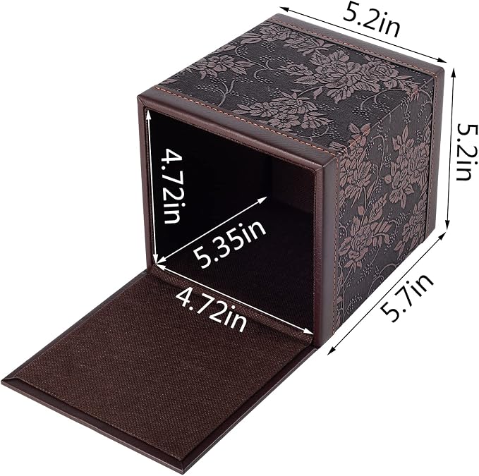 Antique Leather Square Tissue Box Cover/Holder,RHCSZ Table Napkin Case Dispenser,Facial Tissues Organizer with Magnetic Bottom for Home Office,Tissues Cube Box (Retro) - Image 5
