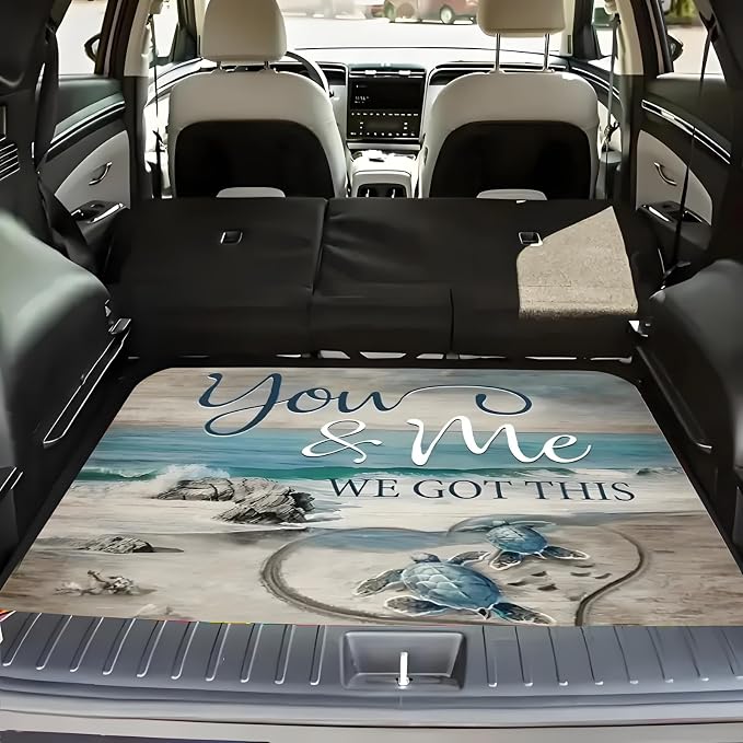Universal Car Trunk Mat 29" x 39", Sea Turtles Beaches All Weather Trunk Protection Cargo Liner, Durable Cargo Mat Rear Trunk Liner, Stylish Vehicle Interior Accessories Suitable for Most Car Models by Unknown
