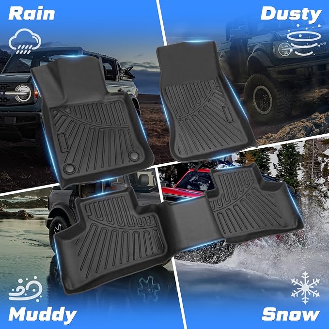 Sunsdrew Floor Mats for 2023-2026 Mercedes Benz GLC 300 / GLC 43 AMG | Front Rear Car Mats Accessories, All Weather Protection, TPE Rubber, Raised Edge - Image 4