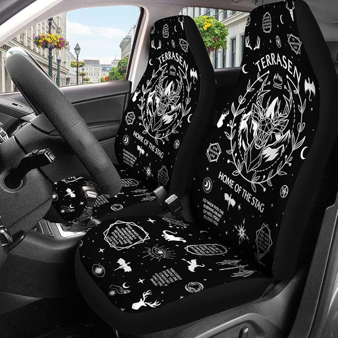 GENANY Roses Car Seat Covers Set of 2, Horror Breathable Front Seat Covers for Truck Sedan SUV, Couple Car Accessories, Horror Gift for Women Men - Image 3