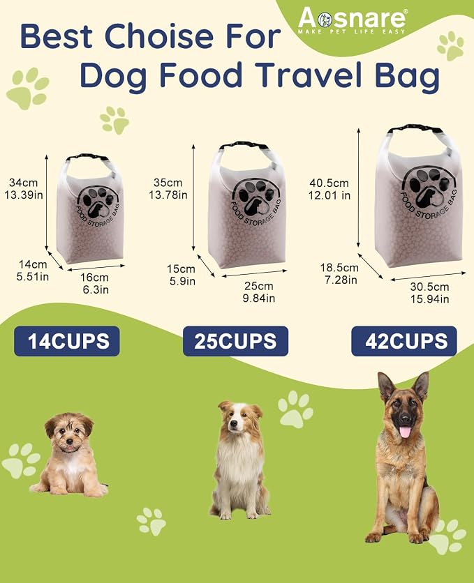 42 Cups Pet Food Storage Bag for Travel - Transparent Leak-Proof Dog Food Container with Roll-Top Closure, Keeps Kibble Fresh for Camping Trip, Dog Boarding and Hiking - Image 7